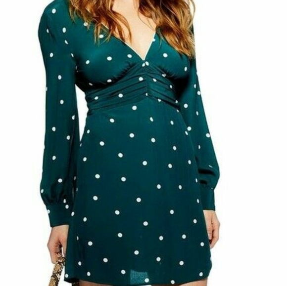 green polka dot dress topshop